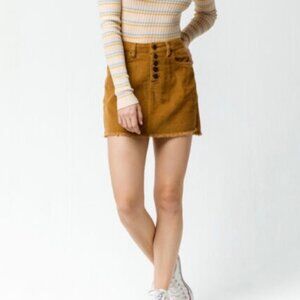 INDIGO REIN Corduroy Button Front Mini Skirt!
